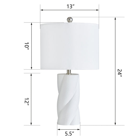 Modern Ceramic Table Lamp, White, Set of 2