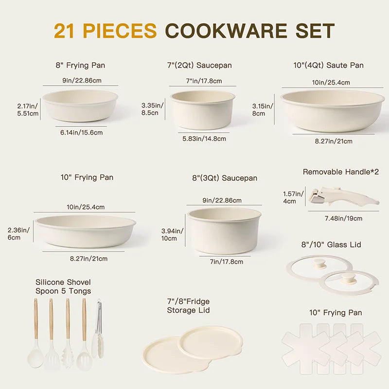21 Piece Non-Stick Pots and Pans Set