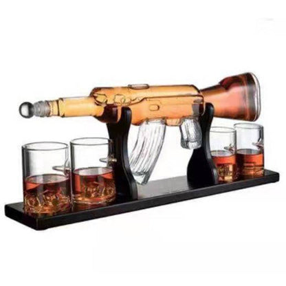 AK47 Rifle Gun Whiskey Wine Glass Decanter Set