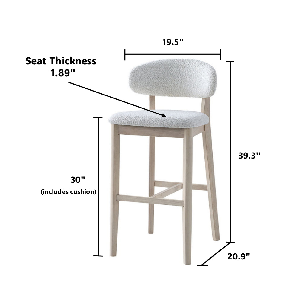 Bar Stools Set of 2, 30” Upholstered Bar Height Stools