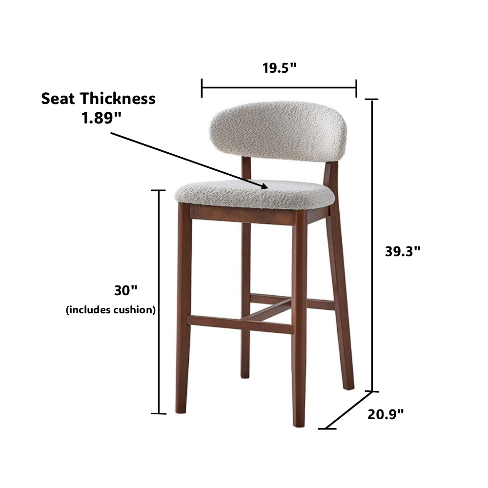 Bar Stools Set of 2, 30” Upholstered Bar Height Stools