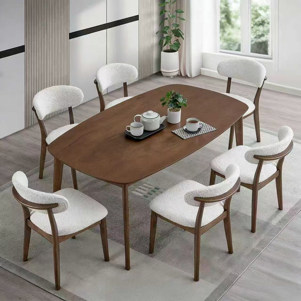Scandinavian Dining Table Set with Upholstered Chairs for Small Spaces