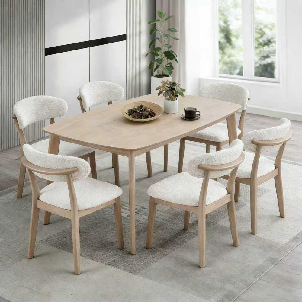 Scandinavian Dining Table Set with Upholstered Chairs for Small Spaces