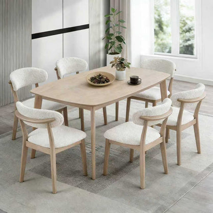 Scandinavian Dining Table Set with Upholstered Chairs for Small Spaces