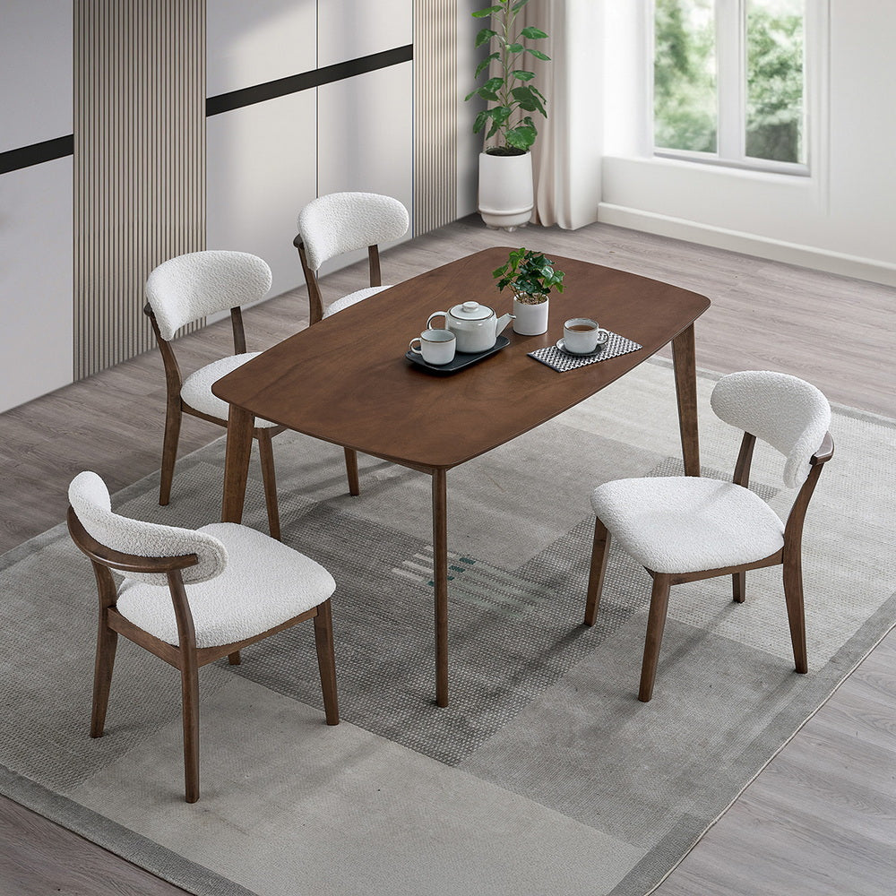 Scandinavian Dining Table Set with Upholstered Chairs for Small Spaces