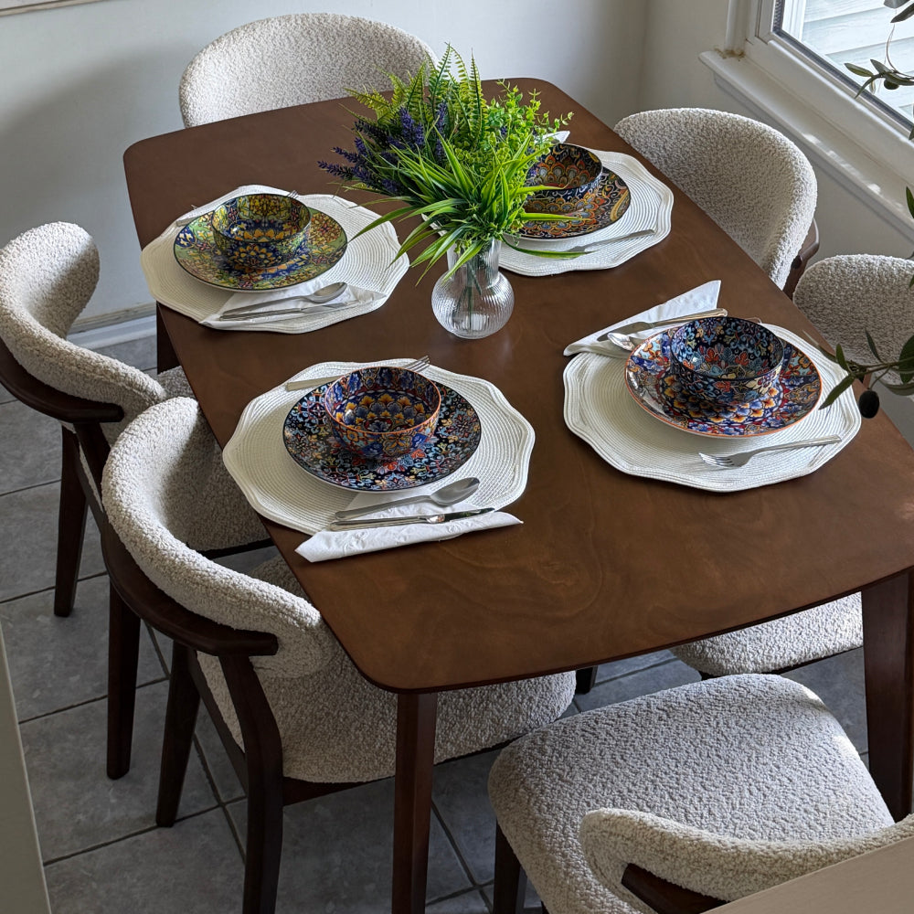 Scandinavian Dining Table Set with Upholstered Chairs for Small Spaces