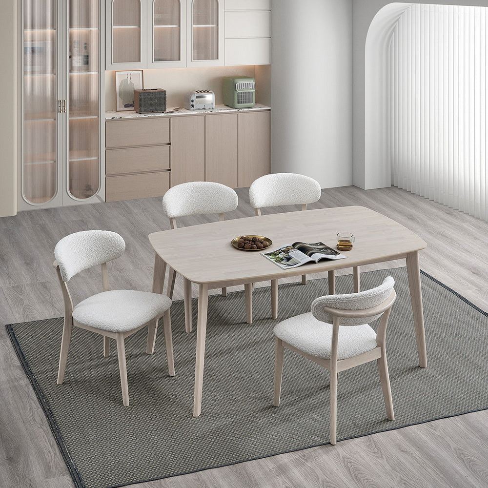 Scandinavian Dining Table Set with Upholstered Chairs for Small Spaces