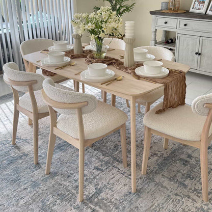 Scandinavian Dining Table Set with Upholstered Chairs for Small Spaces