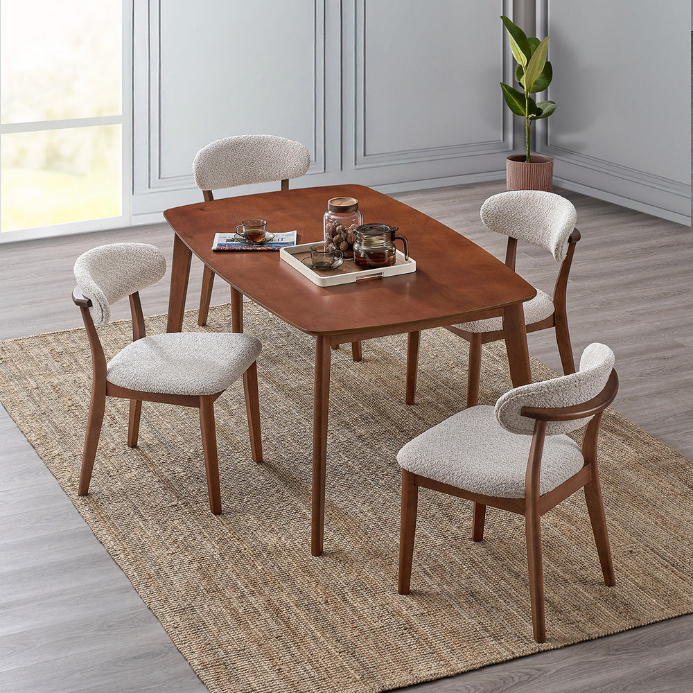 Scandinavian Dining Table Set with Upholstered Chairs for Small Spaces
