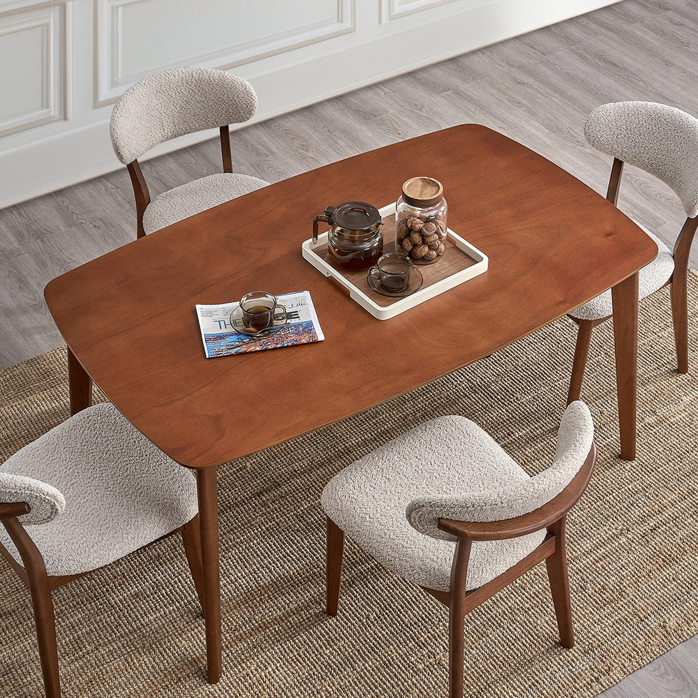 Scandinavian Dining Table Set with Upholstered Chairs for Small Spaces