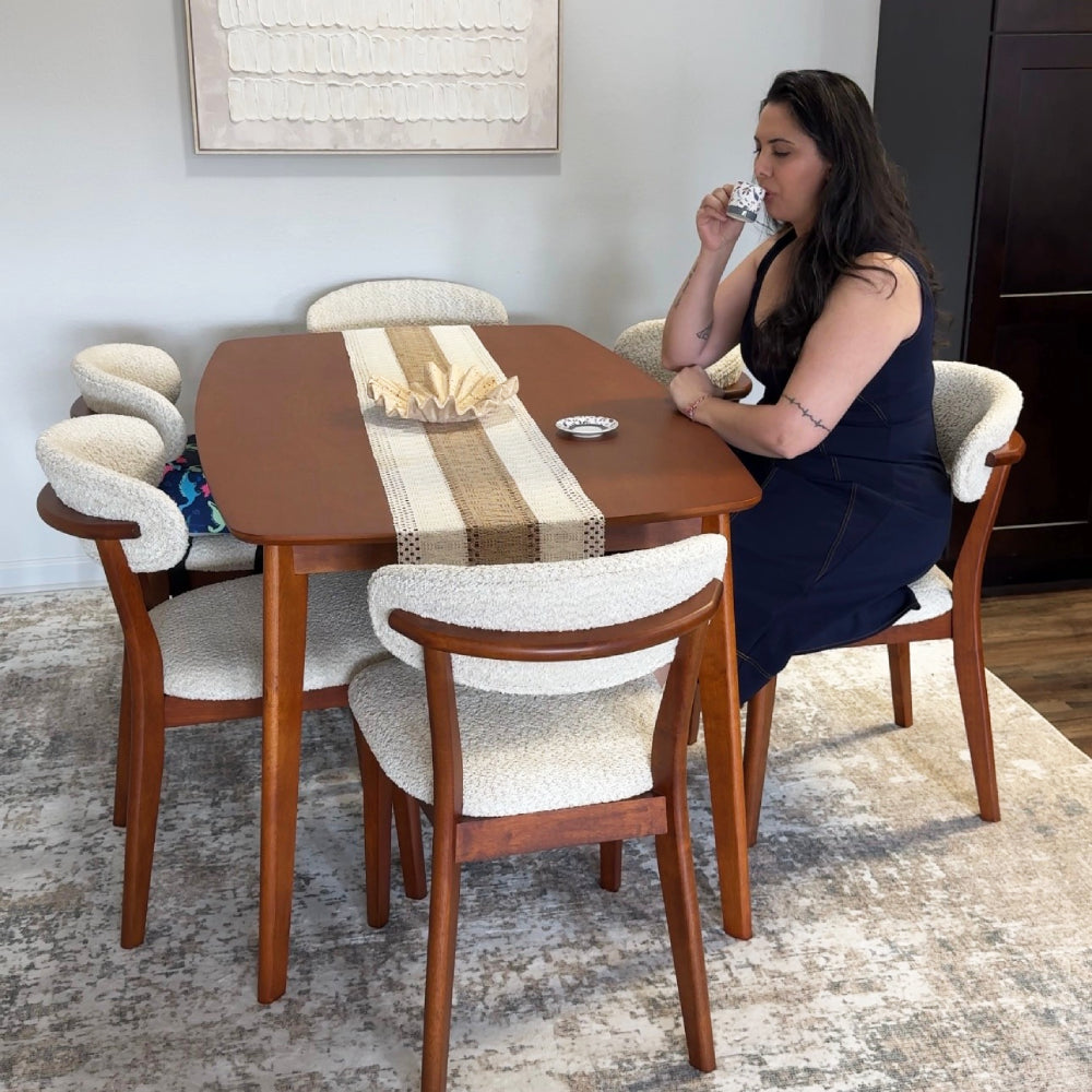 Scandinavian Dining Table Set with Upholstered Chairs for Small Spaces