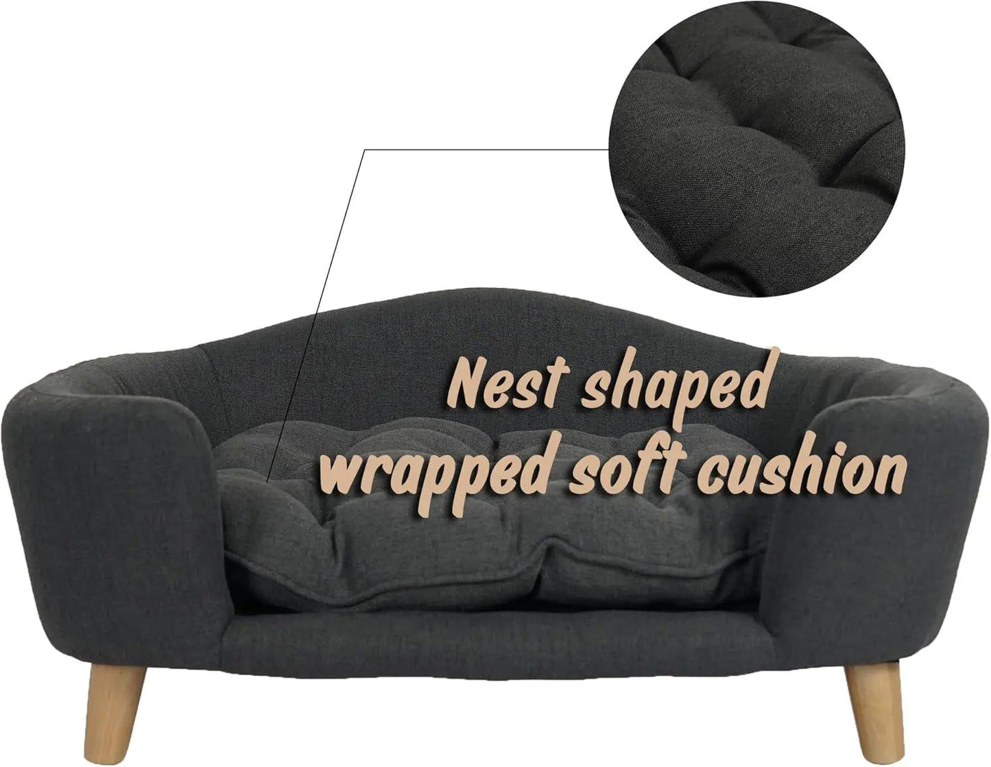 Elevated Dog Sofa Bed Corduroy Pet Couch 30 Inch
