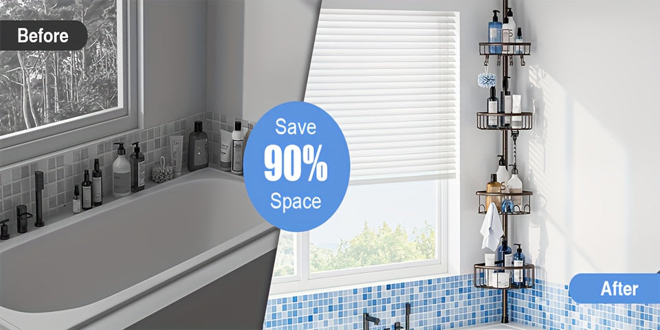 4-Tier Corner Shower Organizer Telescopic Pole
