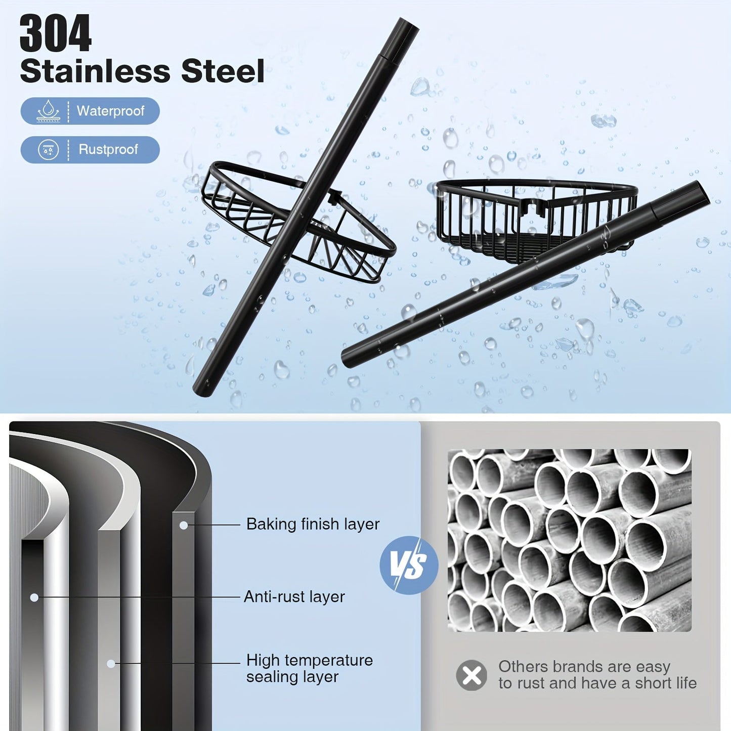 4-Tier Corner Shower Organizer Telescopic Pole