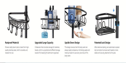4-Tier Corner Shower Organizer Telescopic Pole