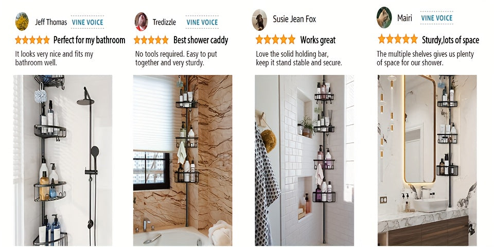4-Tier Corner Shower Organizer Telescopic Pole