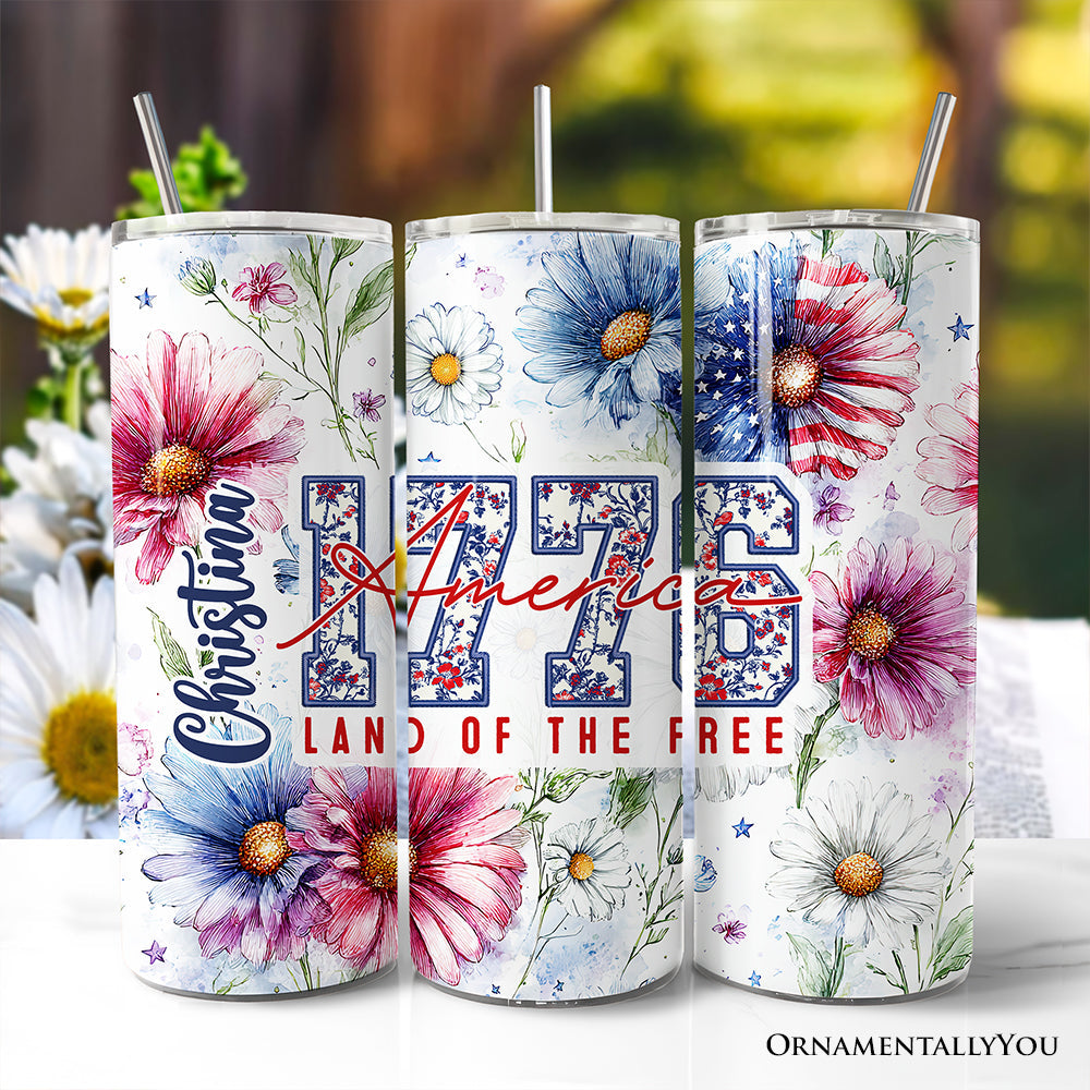 Retro America 1776 Daisy Flower Personalized Tumbler
