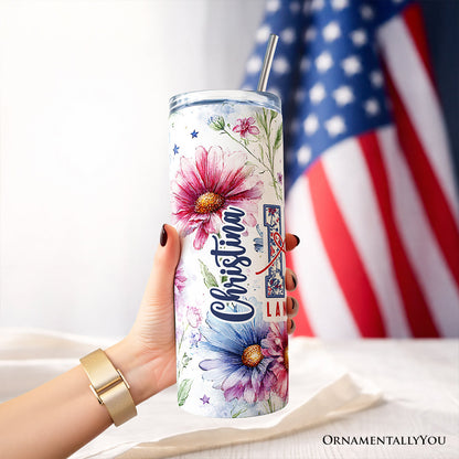 Retro America 1776 Daisy Flower Personalized Tumbler