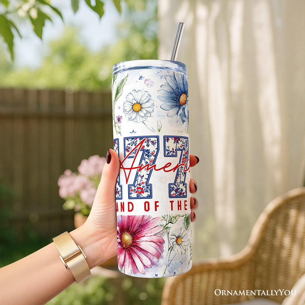 Retro America 1776 Daisy Flower Personalized Tumbler