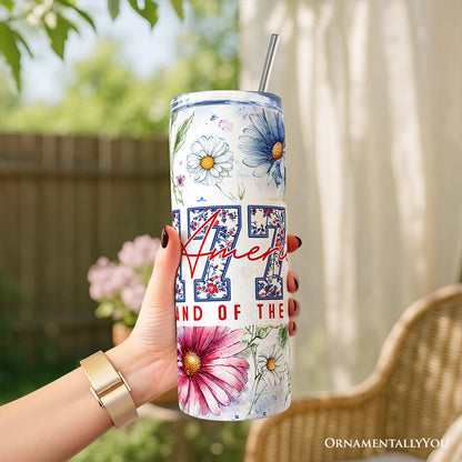 Retro America 1776 Daisy Flower Personalized Tumbler