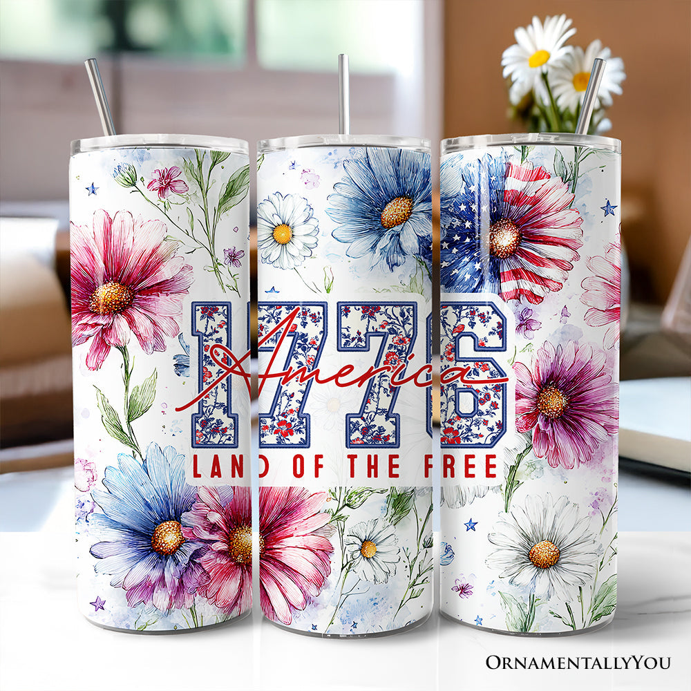 Retro America 1776 Daisy Flower Personalized Tumbler