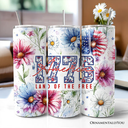 Retro America 1776 Daisy Flower Personalized Tumbler
