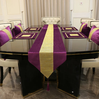 Luxurious Gold Rhinestone Table Runner