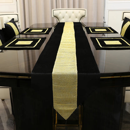 Luxurious Gold Rhinestone Table Runner