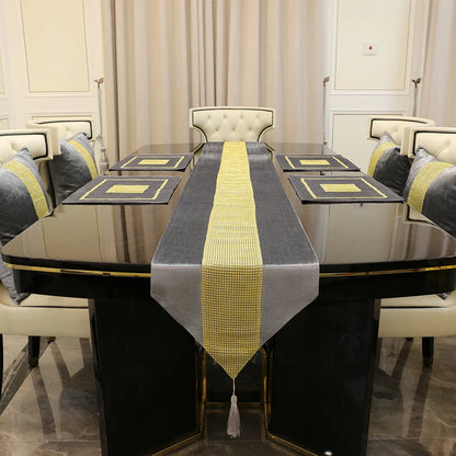 Luxurious Gold Rhinestone Table Runner