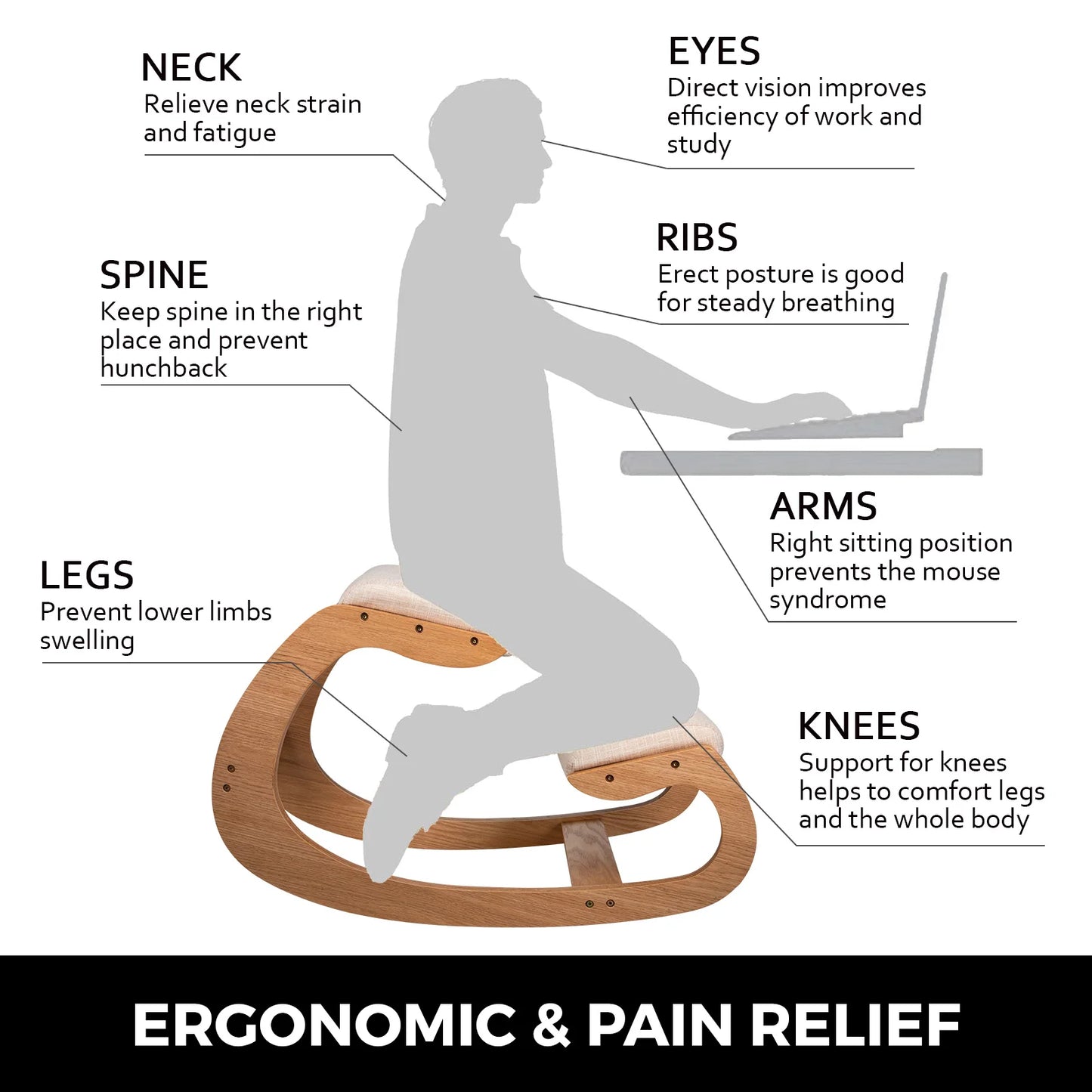 Ergonomic Rocking Kneeling Chair Stool