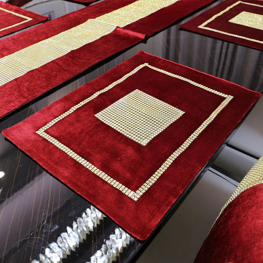 Luxurious Gold Rhinestone Table Runner