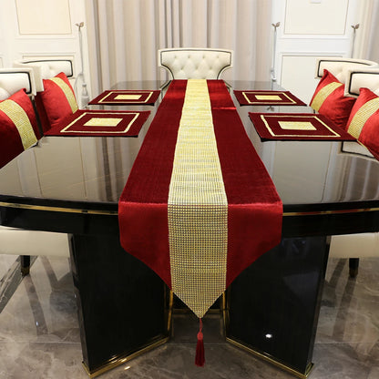 Luxurious Gold Rhinestone Table Runner