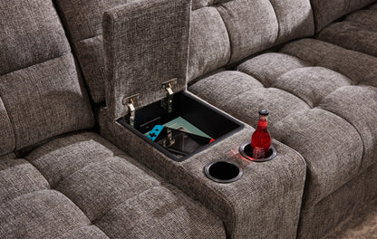 Haven Gunmetal 7-Piece Sleeper Sectional with Sliding Seats and Storage