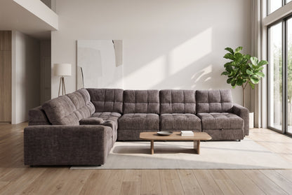 Haven Gunmetal 7-Piece Sleeper Sectional with Sliding Seats and Storage