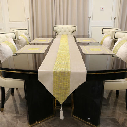 Luxurious Gold Rhinestone Table Runner
