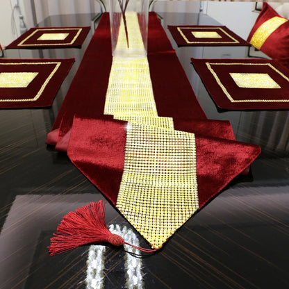 Luxurious Gold Rhinestone Table Runner