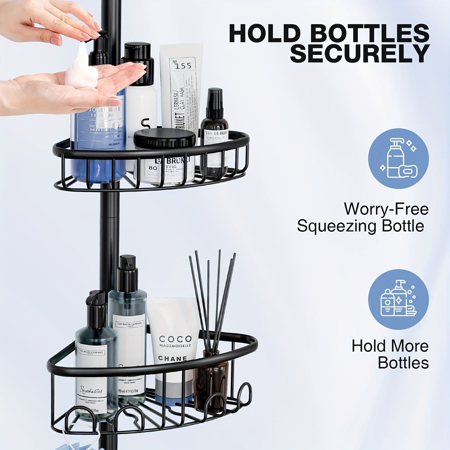 4-Tier Corner Shower Organizer Telescopic Pole