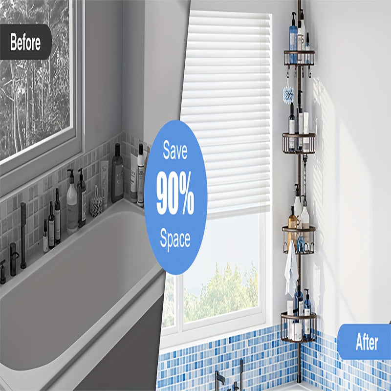 4-Tier Corner Shower Organizer Telescopic Pole