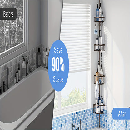 4-Tier Corner Shower Organizer Telescopic Pole