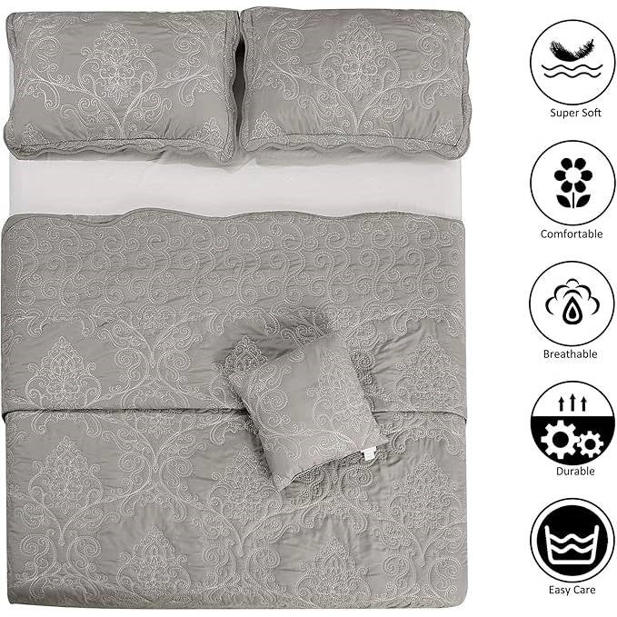 Queen size  Embroidered Bedspread Set