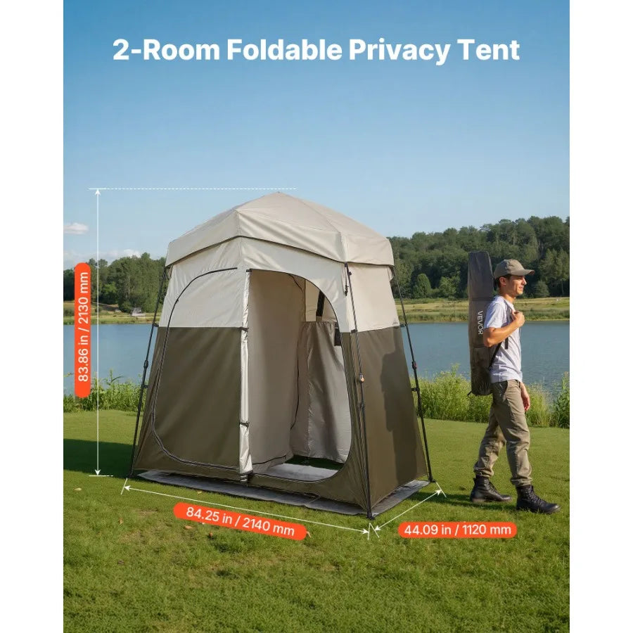 Camping Shower Tent 2 Room Foldable Portable Privacy Changing Room