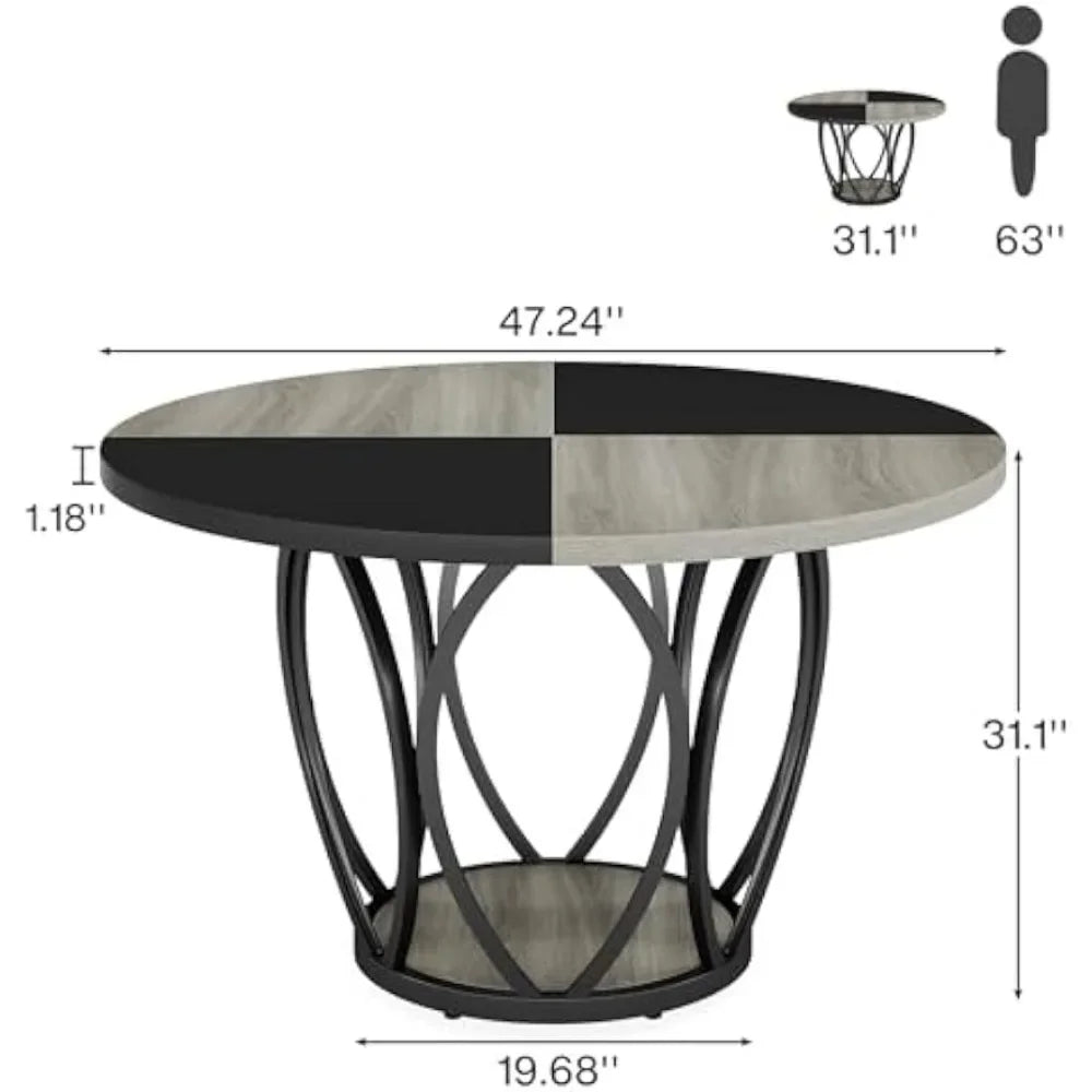47" Round Dining Table for 4-6