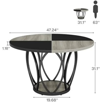 47" Round Dining Table for 4-6
