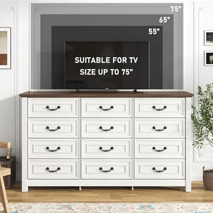 Farmhouse 12-Drawer Wood Dresser
