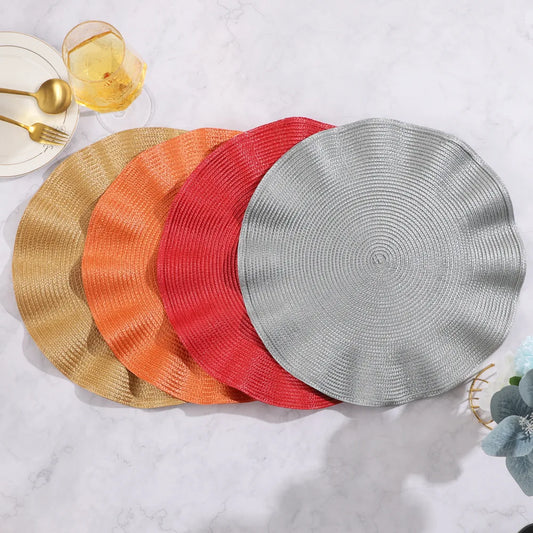 Set of 6 Round Placemats with Weave Design