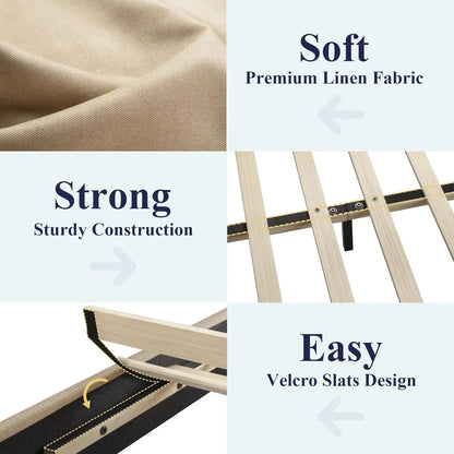 Bed Frame with Adjustable Headboard, Mattress Foundation, No Box Spring Needed