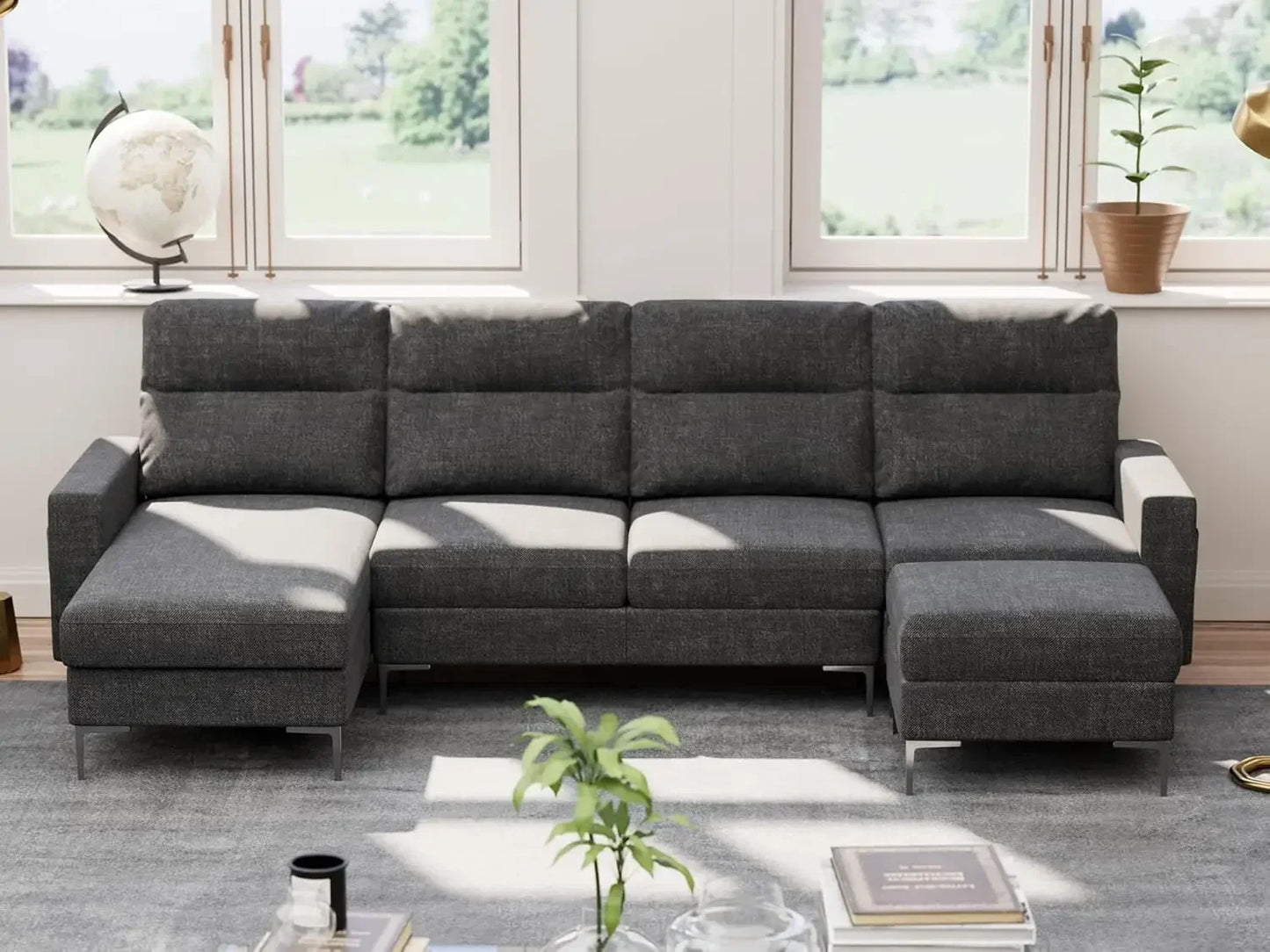 4 Seat U-Shaped Convertible Sectional Sofa Couch