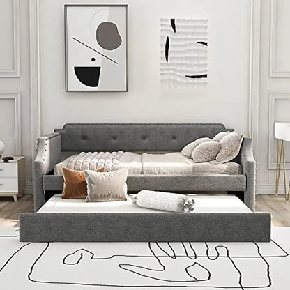 Twin Size Upholstered Trundle Daybed