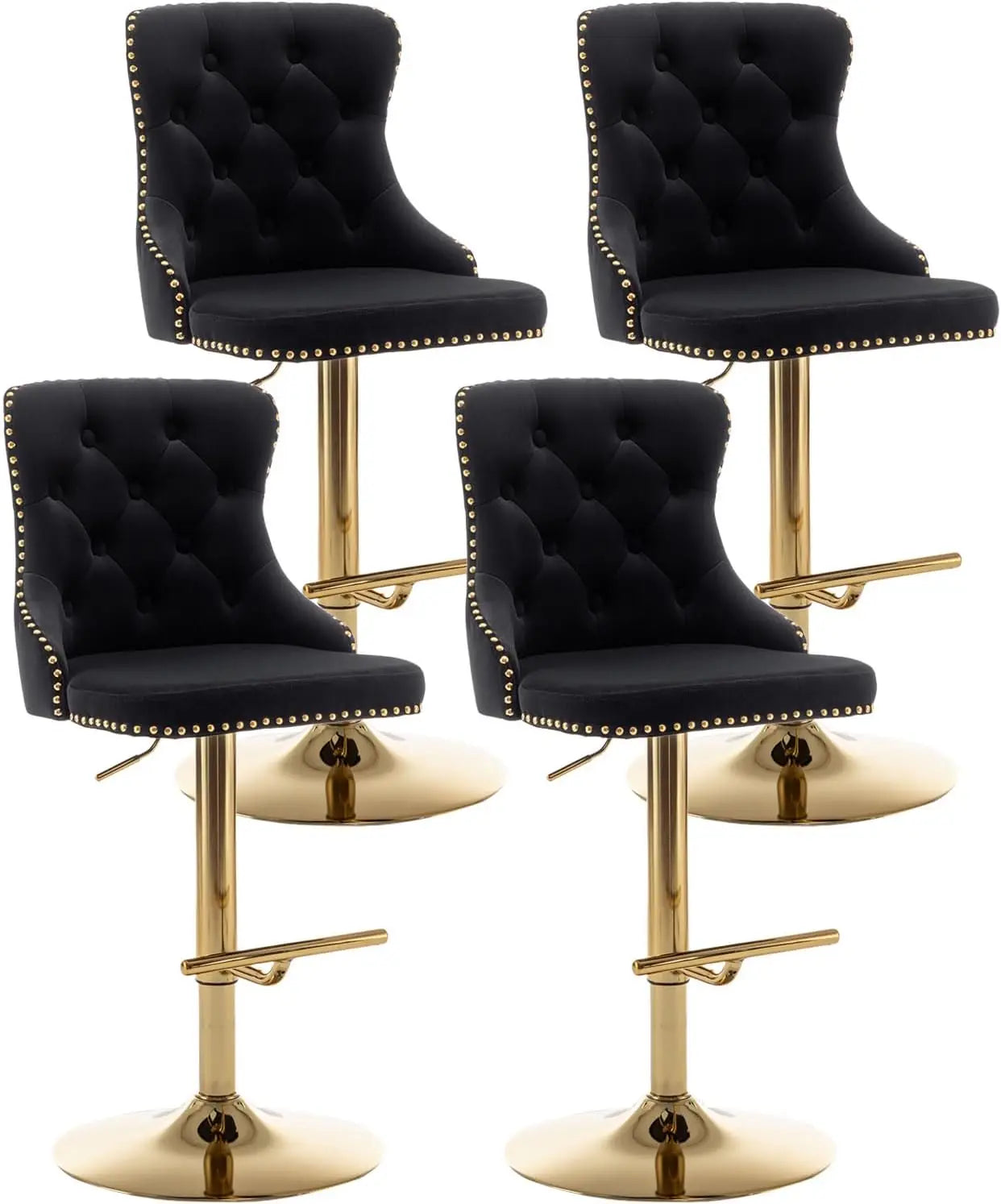 Set of 4 Velvet Bar Stools