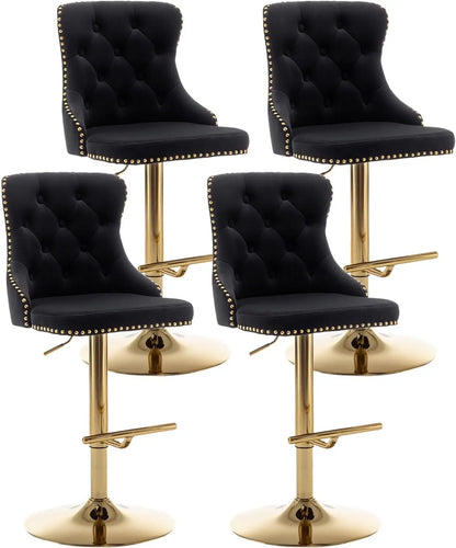Set of 4 Velvet Bar Stools